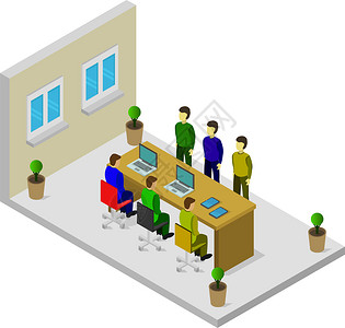 会议室插画_会议室卡通_会议室插图_手绘_板绘_摄图网