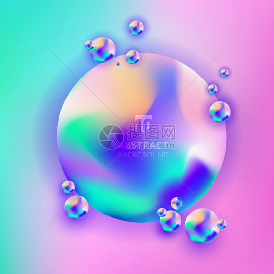 模糊背景上的抽象潮流3d圆的梯度动态颜色带有空间敌人的动态流体颜色元素您的文本会成为字可以用于broxhue音乐设计封面页横幅网图片