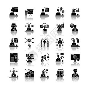 黑白卡通工作矢量图标背景图片