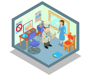 卡通医生办公室诊疗插画图片素材