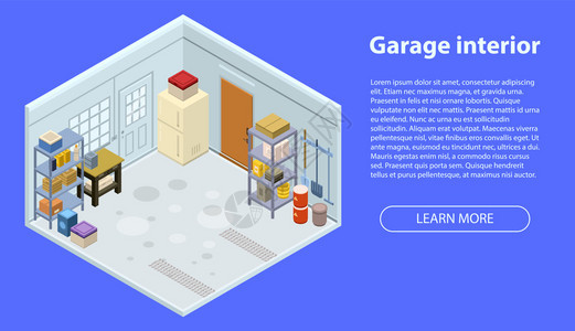 车库内部横幅网络设计矢量图图片