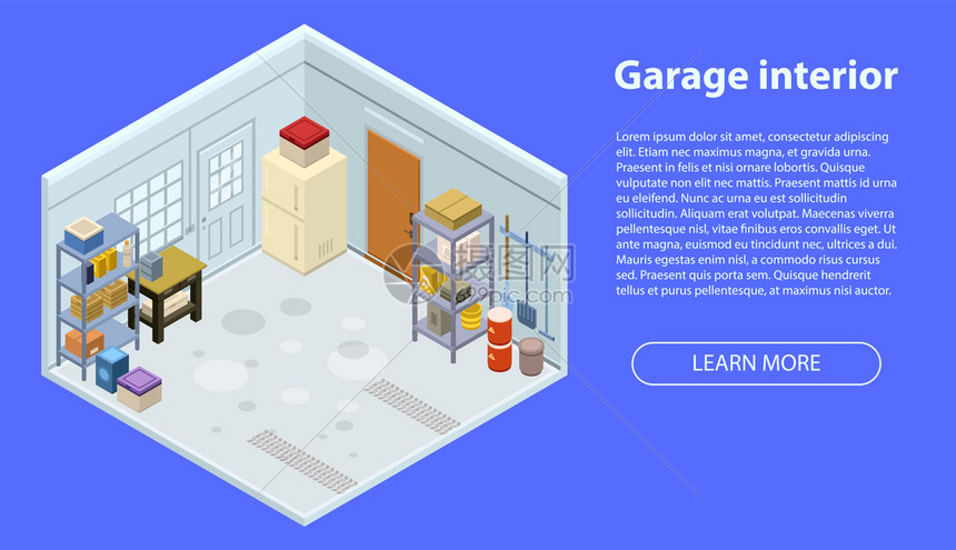 车库内部横幅网络设计矢量图图片