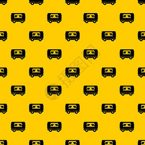 黄色背景食品拖车无缝重复矢量图图片