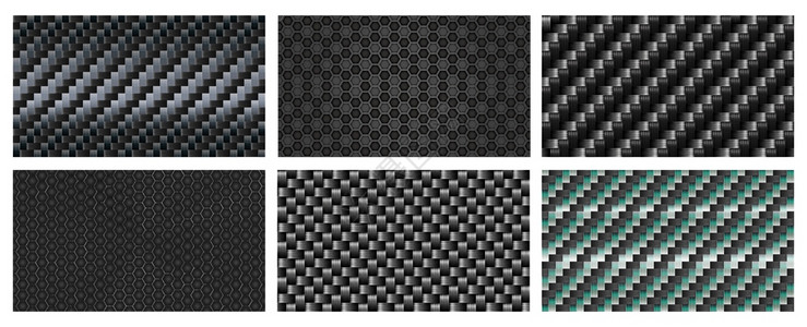 无缝碳纤维纹理黑色金属纤维模式矢量图图片