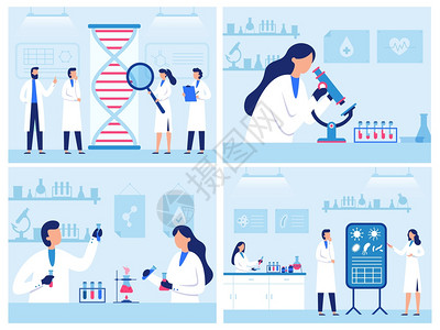 在实验室工作的科学家插画