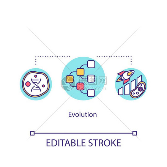 活生物体适应基因和遗传特征生物过程概念细线图解矢量孤立的大纲rgb彩色图画可编辑的中风图片