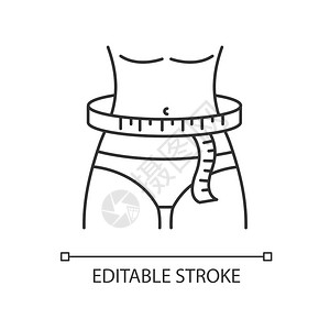 树脂腰线腰围像素完美的线图标细可定制的插图裁缝测量细线轮廓符号女