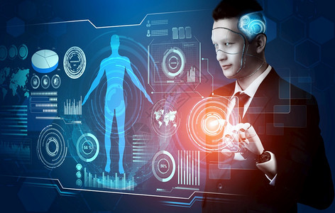 3d使未来机器人技术开发工智能和机器学习概念成为未来机器人技术开发3d为人类未来生命进行全球机器人生物科学研究图片