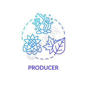 生物食链能源产有机体陆地和海洋植物自发设想薄线图解矢量孤立大纲图片