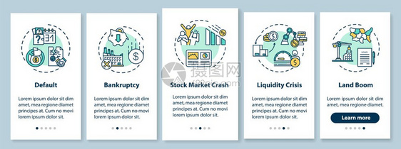 全球经济和社会紧急情况通过五步图形指示ui矢量模板配有rgb彩色插图图片