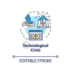 技术失灵概念图象技术失灵概念细线图自然灾害经济和社会紧急情况矢量孤立大纲rgb彩色图画可编辑的中风图片