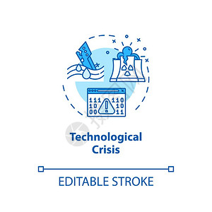 技术失灵概念图象技术失灵概念细线图自然灾害经济和社会紧急情况矢量孤立大纲rgb彩色图画可编辑的中风图片