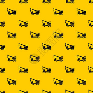 黄色背景汽车起重机模式无缝矢量图图片