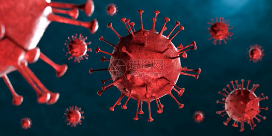 3d血液样本背景中显微镜下的冠状共存在19冠状共存在19对大流行健康造成危害冠状细胞由3d介质生成图片