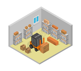 物流塑料垫板托盘等度仓库插画