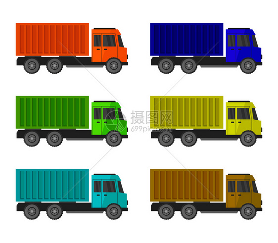 运输箱货汽车对比设计矢量图图片