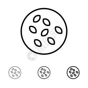 特写蔬菜沙拉种子芝麻种子海柱粗黑线图标集插画