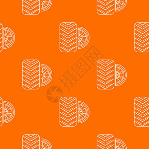 橙色轮胎模式树叶设计模式矢量图图片