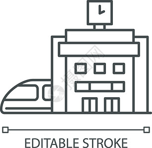 轮廓符号矢量孤立的轮廓图画可编辑的中风火车站像素完美的线图标插画