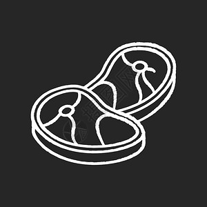 新鲜猪肉背景黑背景的肉粉白图标生牛排未煮猪肉烹饪的新鲜原料鸡片