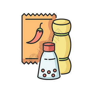 调料盐调味料辣椒红包装孤立矢量示意图调味品彩色图标插画