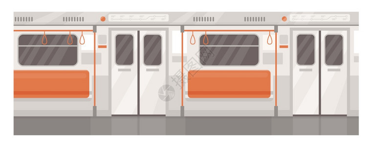 内装半平板矢量图带扶手的地铁座椅列无人乘坐的公共交通空地下运输铁2d卡通商业用途背景内装半平板矢量图图片