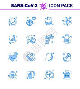 16套Corna流行的蓝色图标如基因组学粘合遗传实验室Corna2019NV病媒设计要素图片