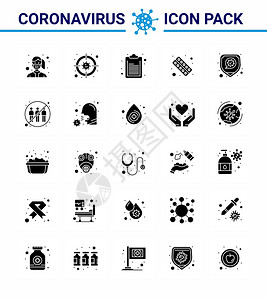 25个固晶形图标集如平板健康形态药物共冠状2019NV病媒设计要素图片