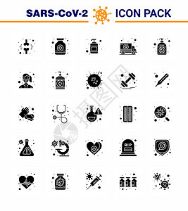 25个固晶体图标包如奶油运输医药院救护冠状2019NV病媒设计要素图片