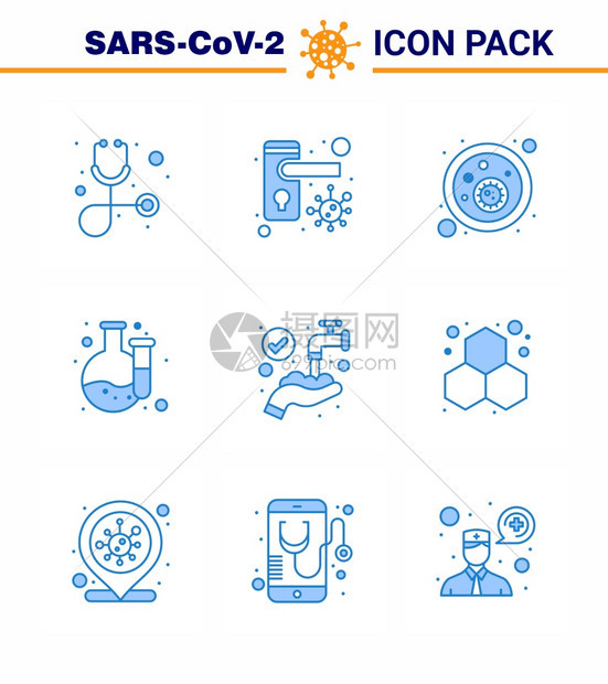 蓝图标25包如洗衣手细菌防护实验室冠状2019NV病媒设计元素图片
