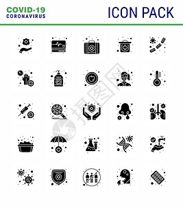 25个固体淋巴图标包作为疾病吸包括共食血液微生物共冠2019NV病媒设计要素图片