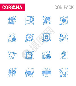 16个蓝图标包括保障安全护在线共冠2019Nov病媒设计要素图片