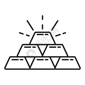 金条矢量图标用于孤立白背景的网络设计百万富豪金条图标大纲样式插画
