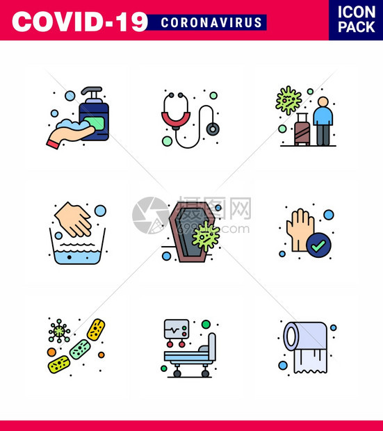corna2019ncovid19预防图标设置棺材医疗感染卫生2019ncov疾媒设计要素图片