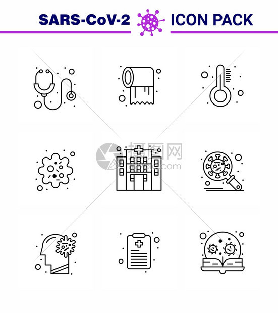预防冠状污染蓝色图标25包如诊所保健多原体感染毒冠状2019NV病媒设计元素图片