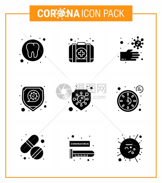 蓝图标25包如安全细菌安全疾冠状2019NV病媒设计要素图片