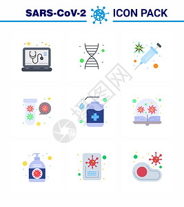 corna2019ncovid19预防图标设置手防护管子电传2019ncovid19疾病媒设计元件图片