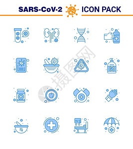 16个蓝冠状大流行媒图示报告喷雾肾药物手势2019年传病媒设计要素图片