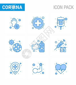 corna2019ncovid19预防图标设置的手势大流行病标志感染疾2019ncov图片