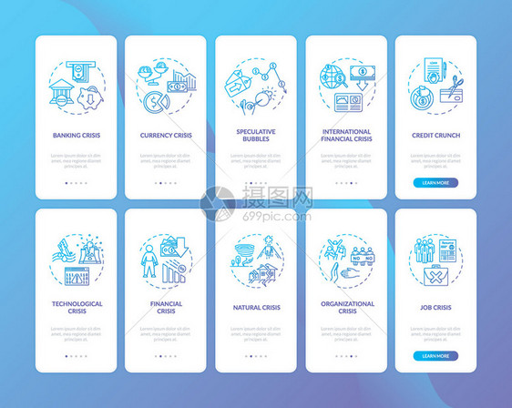 全球问题紧急类型横穿五步图形指示ui矢量模板配有rgb彩色插图世界危机装有概念的移动应用程序页面屏幕全球问题配有彩色插图图片