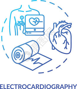 心电图概念标筛查临床检想法细线插图cvd诊断节奏检查矢量孤立大纲rgb彩色绘图图片