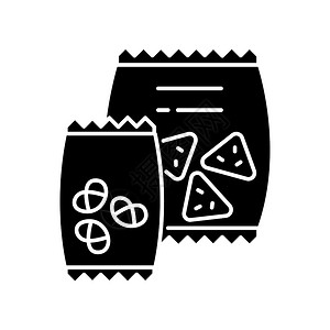 薯片包装零食袋黑胶条图标袋中的薯片咸饼干垃圾食品不健康的零食包中