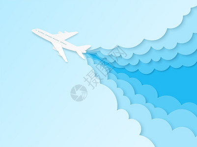 蓝天飞机折纸式图片