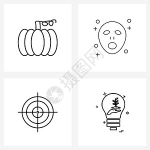 4个现代象形食品图目标南瓜银河系生态矢量图片