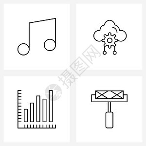 音乐图表云维护增长矢量图解的4条线符号集图片