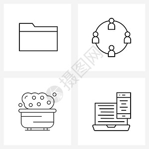 空婴儿商业网络银行矢量图示的4符号集背景图片