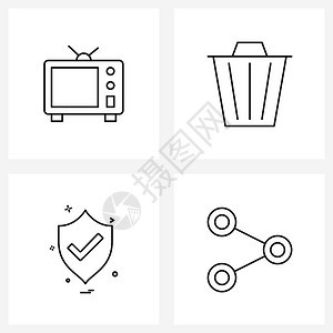 电子受保护视再循环屏蔽矢量说明的4行符号集图片