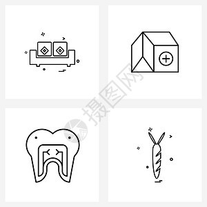 4个现代家具符号牙科沙发医院用矢量图示的4个现代家具药物矢量图示图片