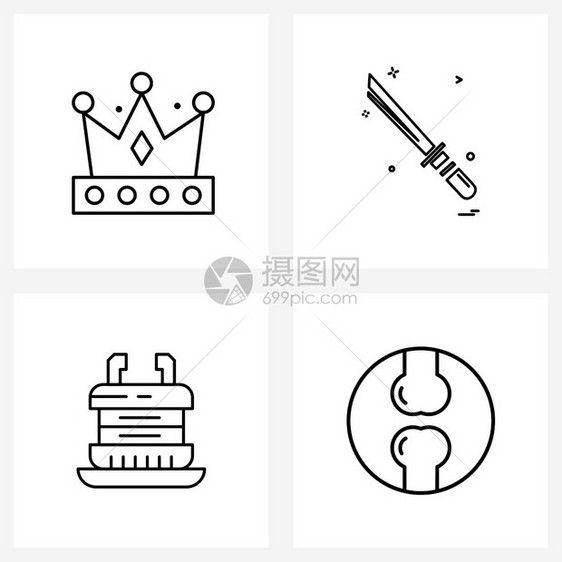 由4个现代成就符号快速成功战争餐饮矢量说明组成的现代就符号餐馆矢量说明图片