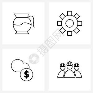 现代风格由基于早餐云锅组储存矢量插图的4行象形网组成由4行象形网组成图片